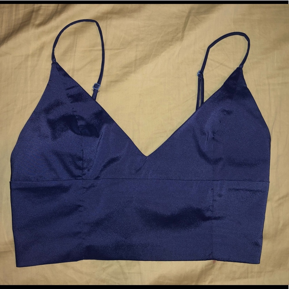 Nasty gal after party soft blue tank crop top